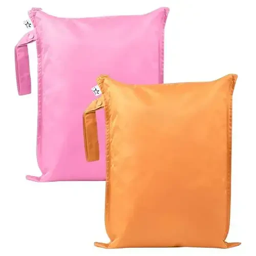 Tiny Twinkle Wet Dry Bag – 2 Pack Reusable Waterproof & Mess Proof Wet Bags for Swimsuits & Travel, Baby Towels & Beach Essentials,a Diaper Bag Must-Have(Sweet Treat) - 1
