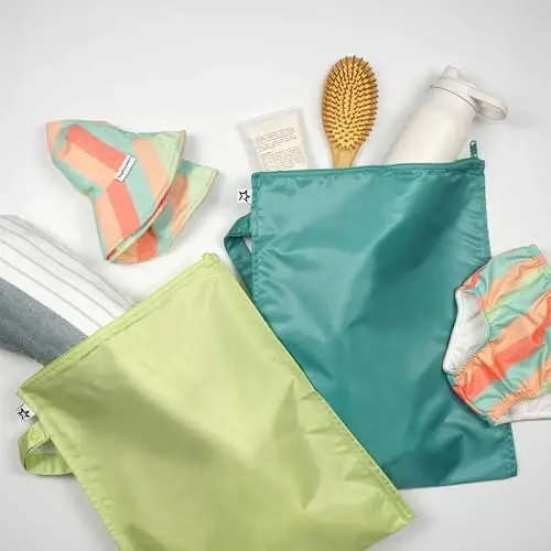 Tiny Twinkle Mess Proof Wet Bags | 2-Pack Reusable Waterproof Wet Bags for Swimsuits | Baby Clothes | Travel & Diaper Bag (Rainforest) - 2