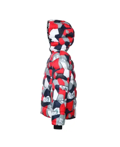 Big Boys Heavyweight Puffer Jacket Coat - Red Geometry - 9