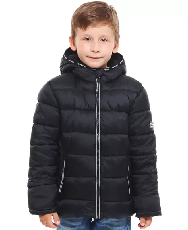 Big Boys Heavyweight Puffer Jacket Coat - Very Black - ROKKA&ROLLA