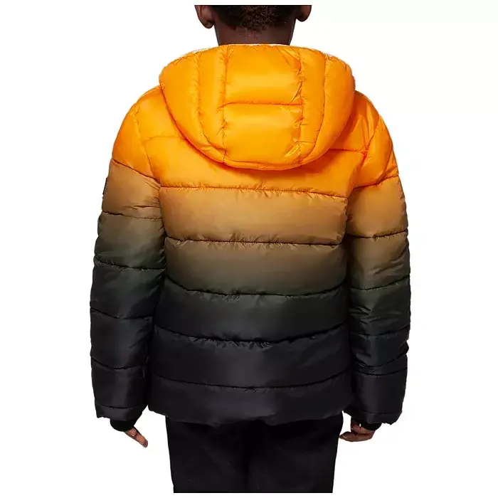 Big Boys Heavyweight Puffer Jacket Coat - Amber Orange - 11