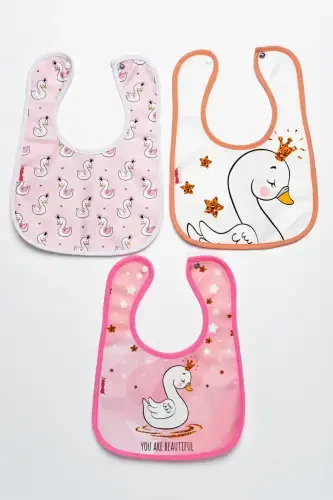 Kuğu Temalı Kare 3 Parça Microfiber Mama Önlüğü Kendi Kutusunda Su Geçirmez Çıtçıtlı - 2