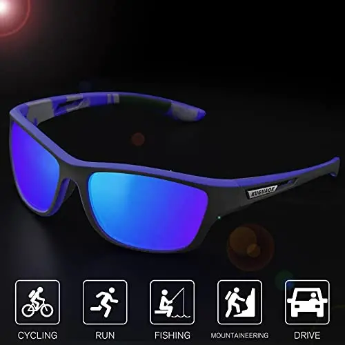 KUGUAOK Erkaklar uchun polarlangan sport quyoshdan saqlaydigan ko'zoynaklari Haydash Velosipedda yurish Baliq ovlash Quyoshdan saqlaydigan ko'zoynaklar 100% UV himoyasi Goggles - 3