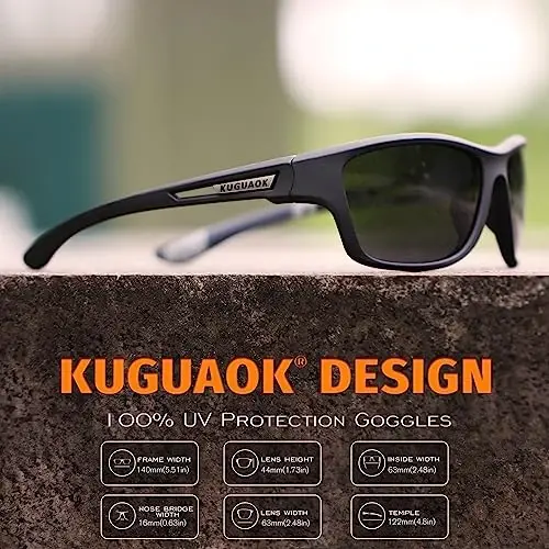 KUGUAOK Polarized Sports Sunglasses for Men Driving Cycling Fishing Sun Glasses 100% UV Protection Goggles - 2