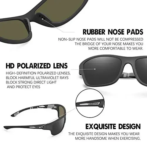 KUGUAOK Polarized Sports Sunglasses for Men Driving Cycling Fishing Sun Glasses 100% UV Protection Goggles - 5