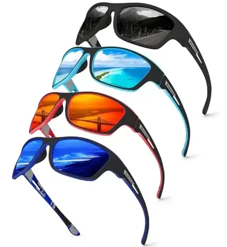 KUGUAOK Polarized Sports Sunglasses for Men Driving Cycling Fishing Sun Glasses 100% UV Protection Goggles 
