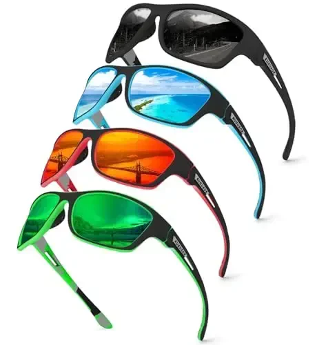 KUGUAOK Polarized Sports Sunglasses for Men Driving Cycling Fishing Sun Glasses 100% UV Protection Goggles 