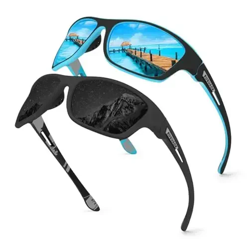 KUGUAOK Polarized Sports Sunglasses for Men Driving Cycling Fishing Sun Glasses 100% UV Protection Goggles - 12