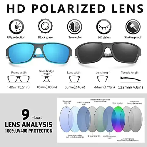 KUGUAOK Polarized Sports Sunglasses for Men Driving Cycling Fishing Sun Glasses 100% UV Protection Goggles - 11
