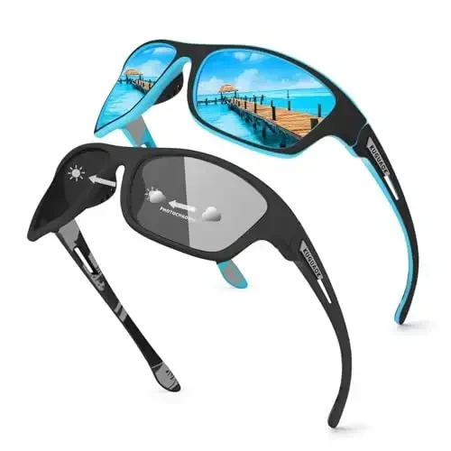 KUGUAOK Polarized Sports Sunglasses for Men Driving Cycling Fishing Sun Glasses 100% UV Protection Goggles - 1