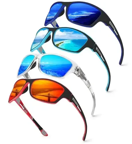 KUGUAOK Polarized Sports Sunglasses for Men Driving Cycling Fishing Sun Glasses 100% UV Protection Goggles 