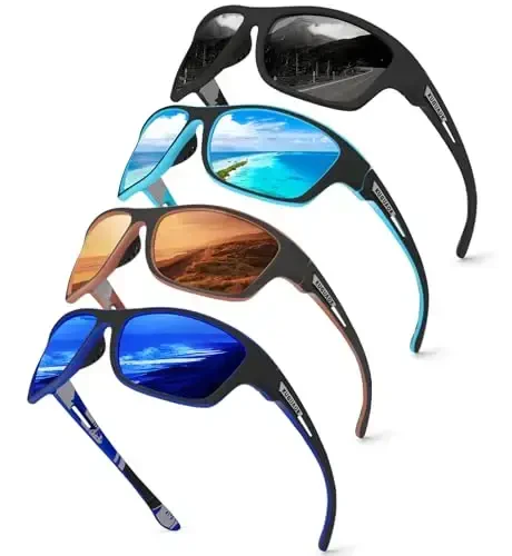 KUGUAOK Polarized Sports Sunglasses for Men Driving Cycling Fishing Sun Glasses 100% UV Protection Goggles - Modazone