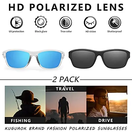 KUGUAOK Polarized Sports Sunglasses for Men Driving Cycling Fishing Sun Glasses 100% UV Protection Goggles - 2