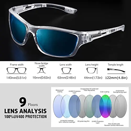 KUGUAOK Polarized Sports Sunglasses for Men Driving Cycling Fishing Sun Glasses 100% UV Protection Goggles - 3