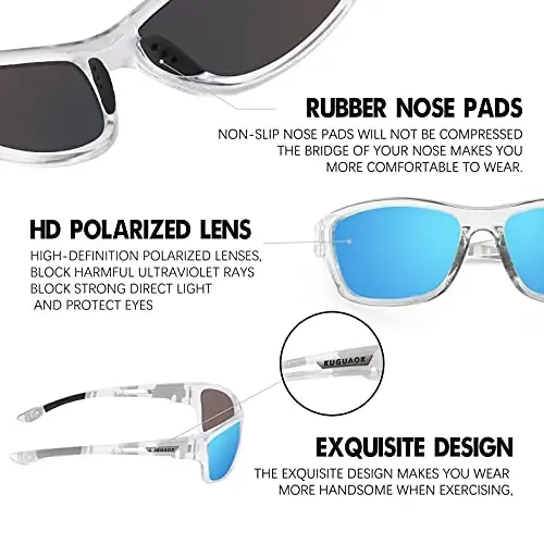 KUGUAOK Polarized Sports Sunglasses for Men Driving Cycling Fishing Sun Glasses 100% UV Protection Goggles - 5