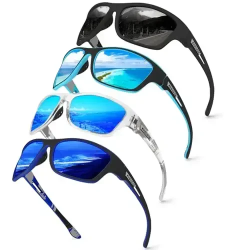 KUGUAOK Polarized Sports Sunglasses for Men Driving Cycling Fishing Sun Glasses 100% UV Protection Goggles 