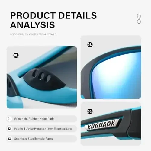 KUGUAOK Polarized Sports Sunglasses for Men Driving Cycling Fishing Sun Glasses 100% UV Protection Goggles - 4