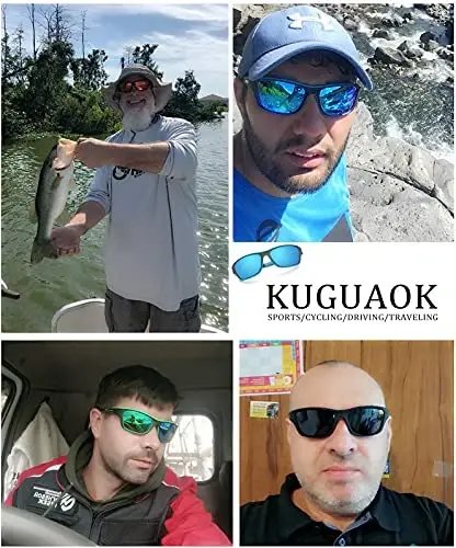 KUGUAOK Поляризованные спортивные солнцезащитные очки для мужчин Вождение Велоспорт Рыбалка Солнцезащитные очки 100% защита от ультрафиолета Очки - 4