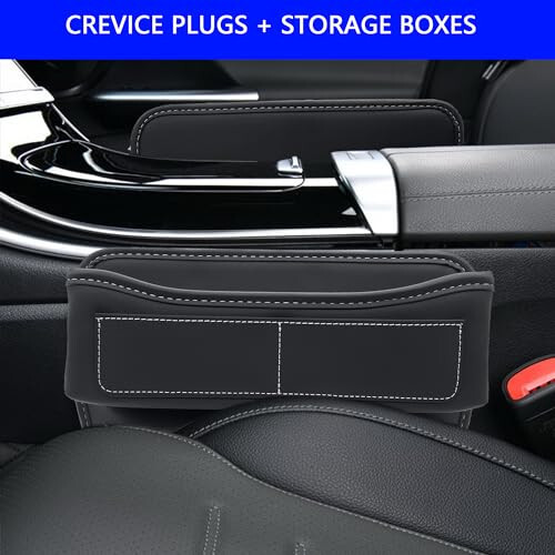 KUKEO Car Seat Gap Filler Organizer, Car Seat Organizer Front Seat and Seat Gap Organizer, Car Seat Organizer Adjustable Car Accessories for Phones, Glasses, Keys, Cards (Black, 2 Pack) - 7