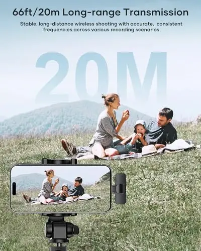 KUKIHO 2 Pack Wireless Lavalier Mikrofonu iPhone iPad va Android Phone uchun, Yaxani mikfoni Plug and Play Wireless Mic Shovqinni kamaytiruvchi mikrofon Video yozuvi uchun Suhbat Podkast Vlog YouTube TikTok - 4