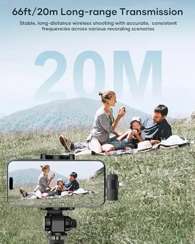 KUKIHO 3-in-1 Wireless Lavalier Microphone for iPhone, iPad, Android, Camera - Noise-Canceling Mini Mic with 2.4G Ultra-Low Latency for Vlog, TikTok & YouTube Streaming (2 Mics) - 5