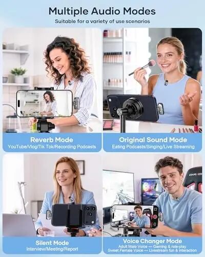KUKIHO Mini 2 Wireless Lavalier Microphones for iPhone 15/16/17 & Android, 3-Level Noise Reduction, Plug & Play, 36H Battery with Charging Case, Wireless Lapel Mic for Video Recording, Vlogging - 3