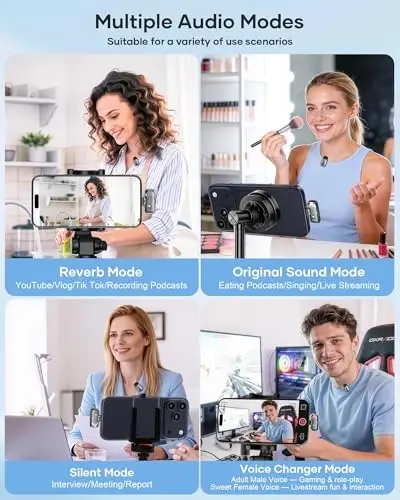 KUKIHO Mini 2 Wireless Lavalier Microphones for iPhone 15/16/17 & Android, 3-Level Noise Reduction, Plug & Play, 36H Battery with Charging Case, Wireless Lapel Mic for Video Recording, Vlogging - 3