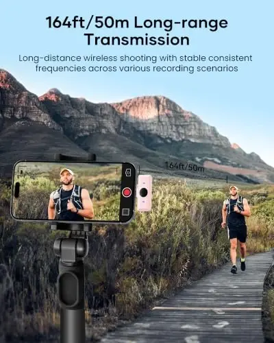 KUKIHO Wireless Lavalier Microphone for iPhone iPad Android with Charging Case 80h Battery Life, Noise Cancellation, 164ft Range Plug-Play Clip On Lapel Mic for YouTube, Video Recording, Vlog (Pink) - 5