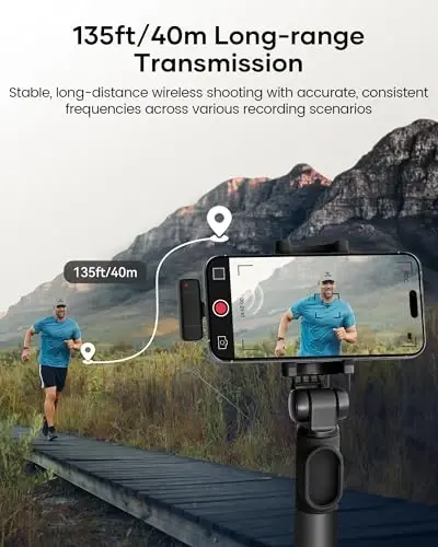 KUKIHO Wireless Lavalier Microphone with Charging Case, 36H Battery Life, Noise Cancellation, 135ft Range, Plug-and-Play Clip-On Mic for iPhone, iPad, Android, YouTube, Vlog, Live Streaming - 4