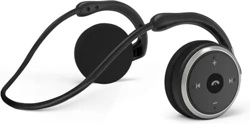 itayak Behind The Head Headphones, Bluetooth 5.0 Neckband Around Head Headphones Lightweight Small Foldable Wireless Sports Sweatproof Headset with Microphone & Carrying Case (Black) - 1