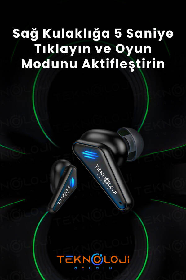 Kulaklık Bluetooth Kablosuz Oyuncu Kulak İçi Mikrofonlu - 6