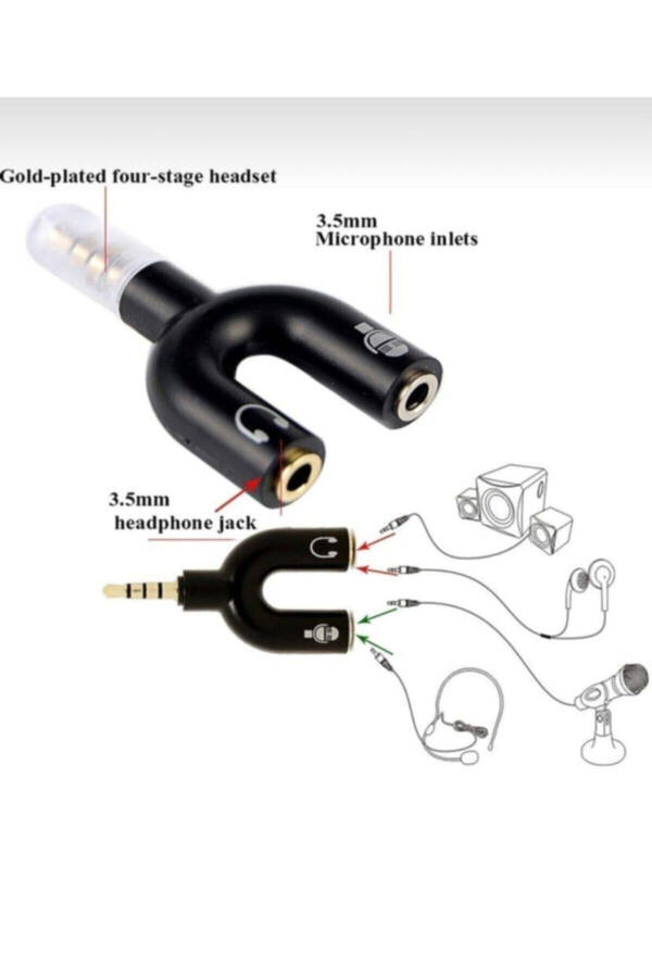 Kulaklık Mikrofon Ayırıcı Çoklayıcı 3.5mm Splitter Switch Stereo Dönüştürücü - 3