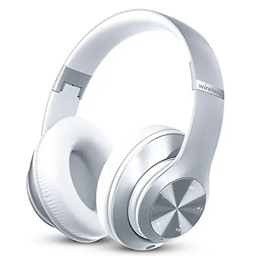Headphones Wireless Bluetooth,60 Hours Playtime Foldable Lightweight Bluetooth Headphones Wireless Over Ear Wired Hi-Fi Stereo with 6 EQ Modes, Deep Bass Adjustable Headset with Mic, FM, TF for Adults - 1