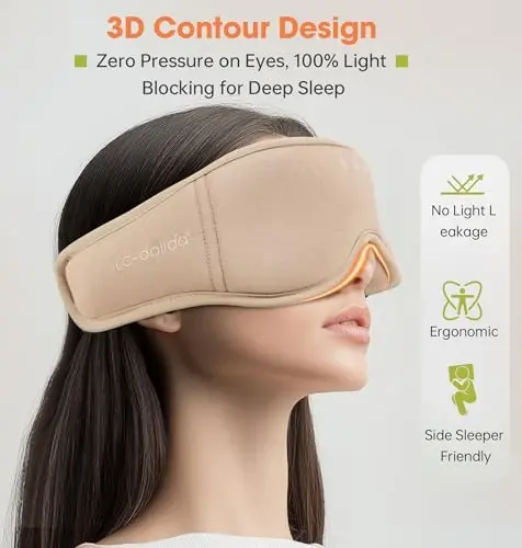 Sleep Mask with Headphones Bluetooth 5.4, LC-dolida Soft Bamboo Cotton Wireless Bluetooth Sleep Mask, Music Sleeping Headphones Cooling & Breathable, Ultra-Thin Stereo Speaker for Side Sleepers - 3
