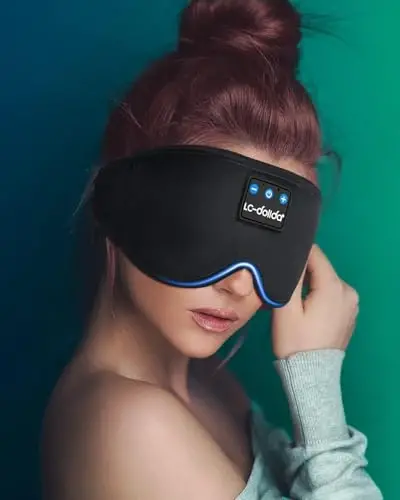 Sleep Mask with Headphones Bluetooth 5.4, LC-dolida Wireless Music Eye Mask for Sleeping Headphones with Soft Silk Cooling Breathable,Ultra-Thin Stereo Speaker for Side Sleepers-Raven - 6