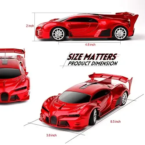 KULARIWORLD Remote Control Car Rechargeable High Speed 1/18 RC Cars Toys for Boys Girls Vehicle Racing Hobby with Headlight Christmas Birthday Gifts for Kids (Red) - 4