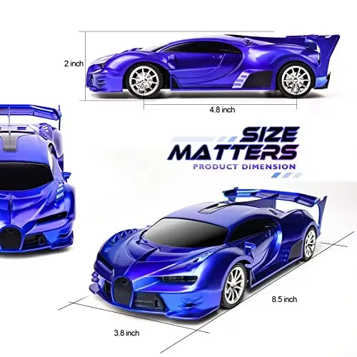 KULARIWORLD Masofadan boshqariladigan mashina 1/18 Yuqori tezlikda RC Cars O'g'il bolalar uchun o'yinchoqlar Qizlar uchun transport vositalari Faralar bilan poyga Xobbisi Bolalar uchun Rojdestvo Tug'ilgan kun sovg'alari (Ko'k) - 5