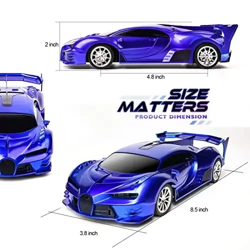 KULARIWORLD Remote Control Car 1/18 High Speed RC Cars Toys for Boys Girls Vehicle Racing Hobby with Headlight Xmas Birthday Gifts for Kids (Blue) - 5