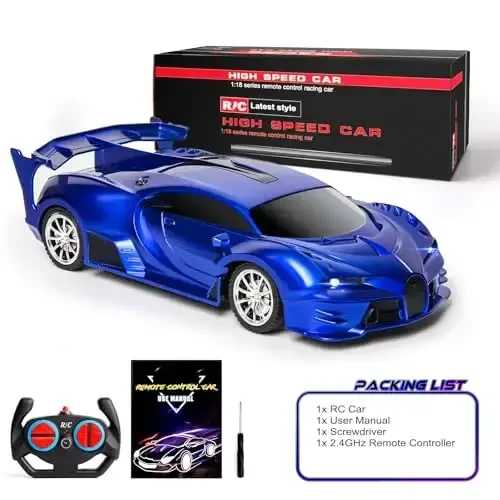 KULARIWORLD Remote Control Car 1/18 High Speed RC Cars Toys for Boys Girls Vehicle Racing Hobby with Headlight Xmas Birthday Gifts for Kids (Blue) - 6