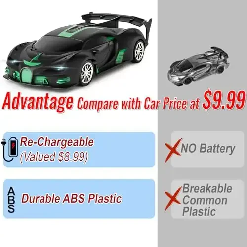 KULARIWORLD Remote Control Car 1/18 High Speed RC Cars Toys for Boys Girls Vehicle Racing Hobby with Headlight Xmas Birthday Gifts for Kids (Green Black) - KULARIWORLD