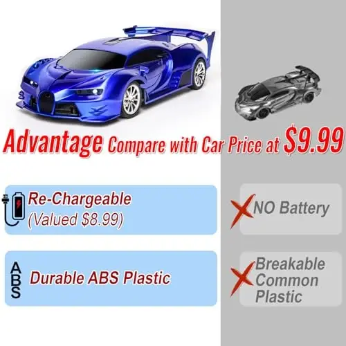 KULARIWORLD Remote Control Car 1/18 High Speed RC Cars Toys for Boys Girls Vehicle Racing Hobby with Headlight Xmas Birthday Gifts for Kids (Blue) 