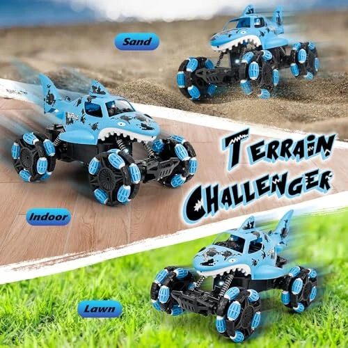 KULARIWORLD Remote Control Shark Monster Truck All-Terrain Toy Remote Control Car Vehicle, 2.4 GHz,1: 14 Scale, Off Road Rechargeable RC Car Kids Toys for Boys and Girls Ages 6 and up - 3