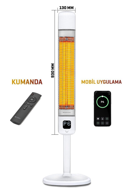 Kule Tipi Elektrikli Isıtıcı Smart-fr Akıllı Karbon Infrared Su Geçirmez Ip55 2500w - 1