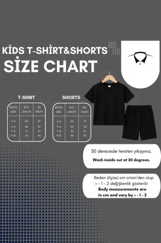 Kulgusi Yuzli Bolalar To'plami To'q sariq T-shirt Shorti Qiz Bola Velosiped Yaka Sumka Yo'q To'plamda - DUBU BUTİK