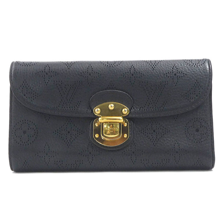 Kullanılmış LOUIS VUITTON İki katlı uzun cüzdan Monogram Mahina Portefeuille Amelia Noir Unisex M95549 (İyi) - 1