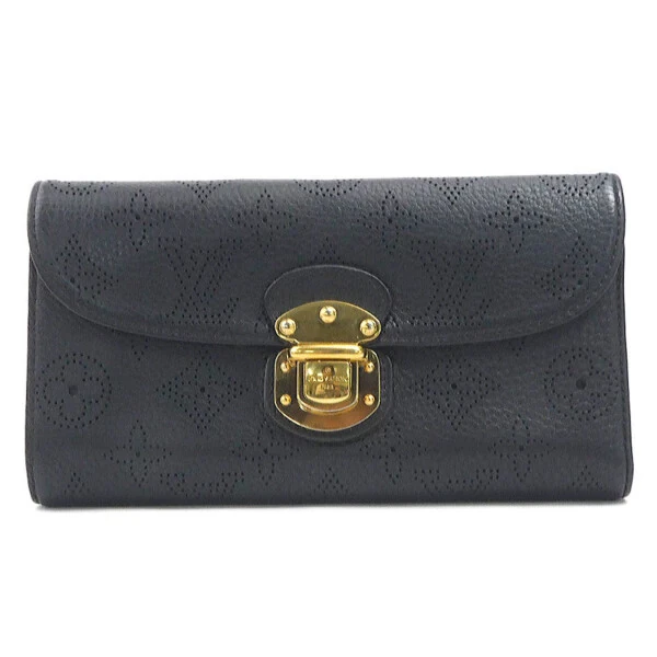 Pre-Owned LOUIS VUITTON Bi-fold long wallet Monogram Mahina Portefeuille Amelia Noir Unisex M95549 (Good) - Modazone