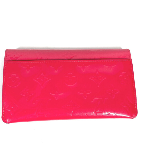 Kullanılmış Louis Vuitton M61689 Monogram Vernis askılı para kesesi ve kartlık dahil uzun cüzdan Koyu pembe pembe (İyi) - 9