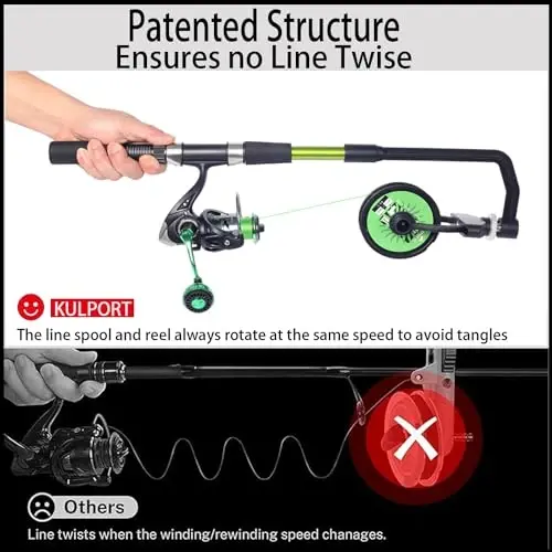 KULPORT Fishing Line Spooler, Adjustable line Winder,No Line Twist, Portable for Casting & Spinning and Trolling Reel - KULPORT (1)