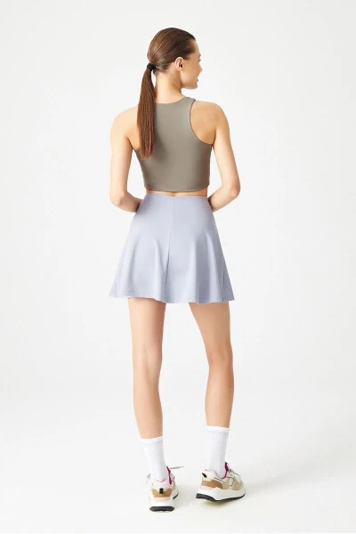 Kulrang 2 qavatli burmali tennis yubkasi - Sport yubka Tennis Skirt2 - LOS OJOS (1)