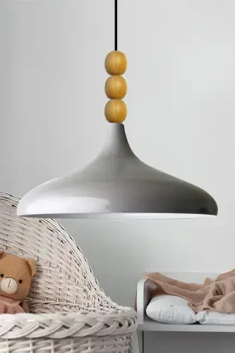 Kulrang Champion yog'och boncukli bitta avize osma salon oshxona butik chiroq-kulrang - 1